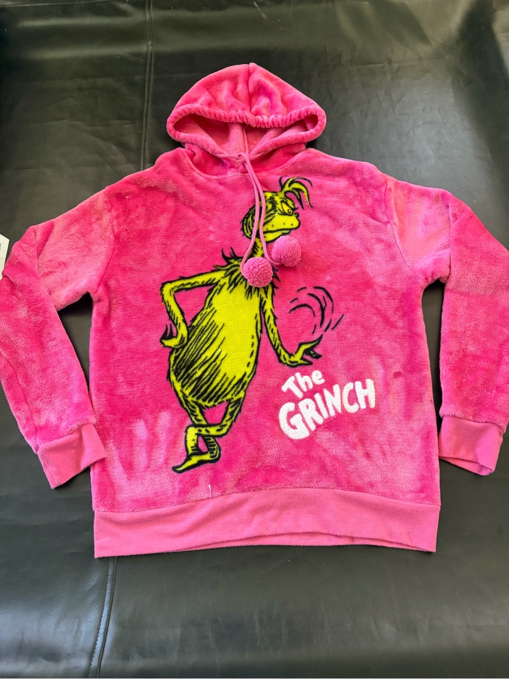 Pink The Grinch Plush Hooded Sweatshirt